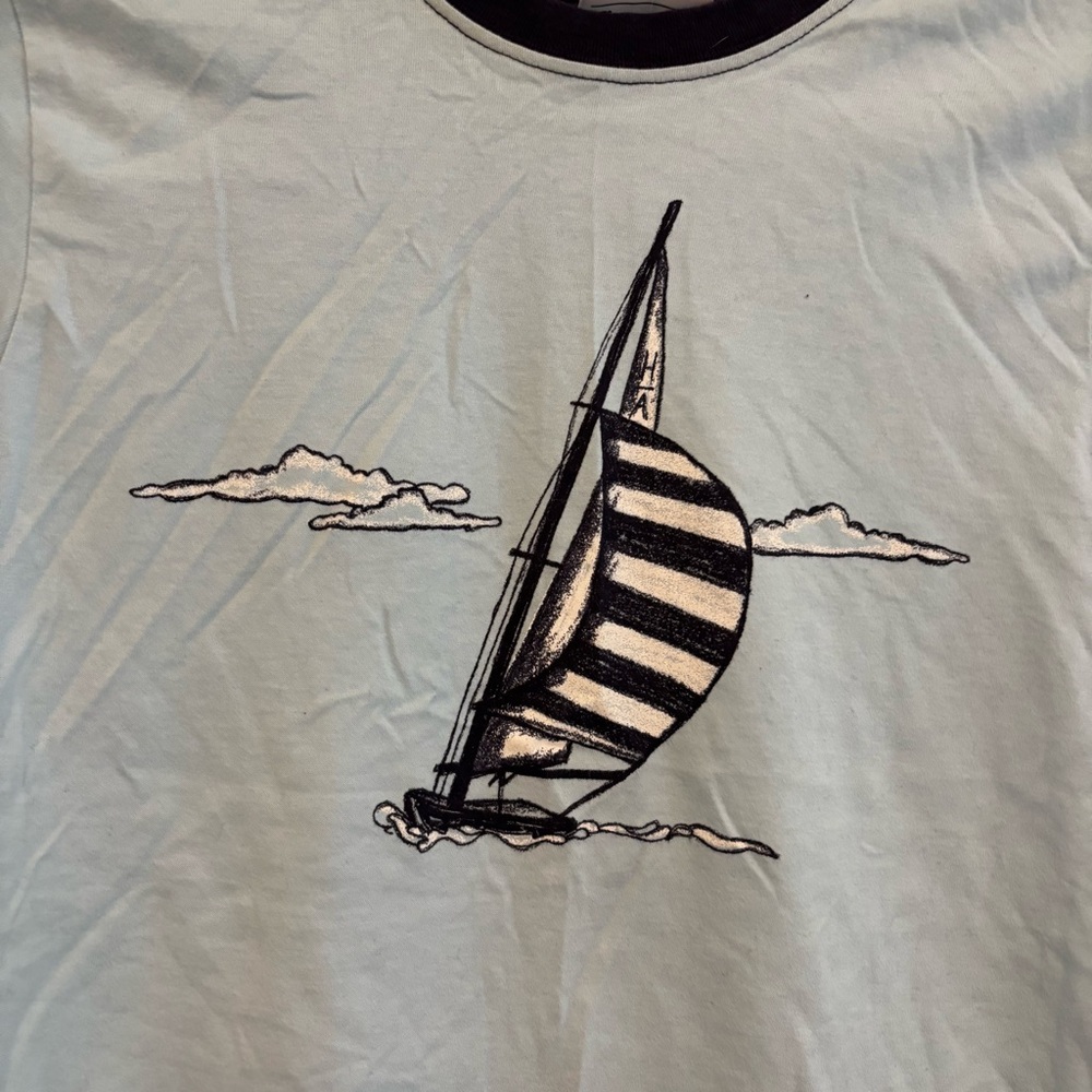 Hanna Andersson 140 (10) Blue Sailboat Kids T-Shirt - Picture 2 of 4